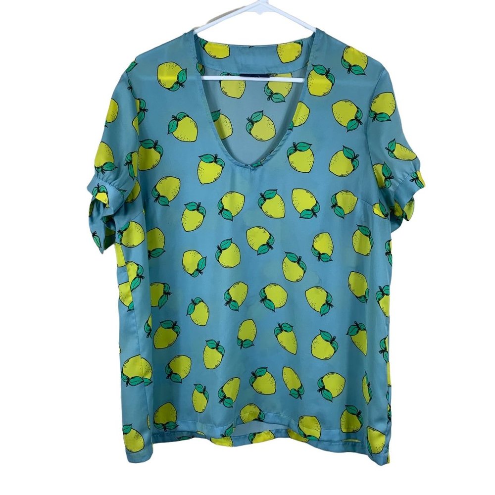 Modcloth Lemon Print Blouse - Size XL